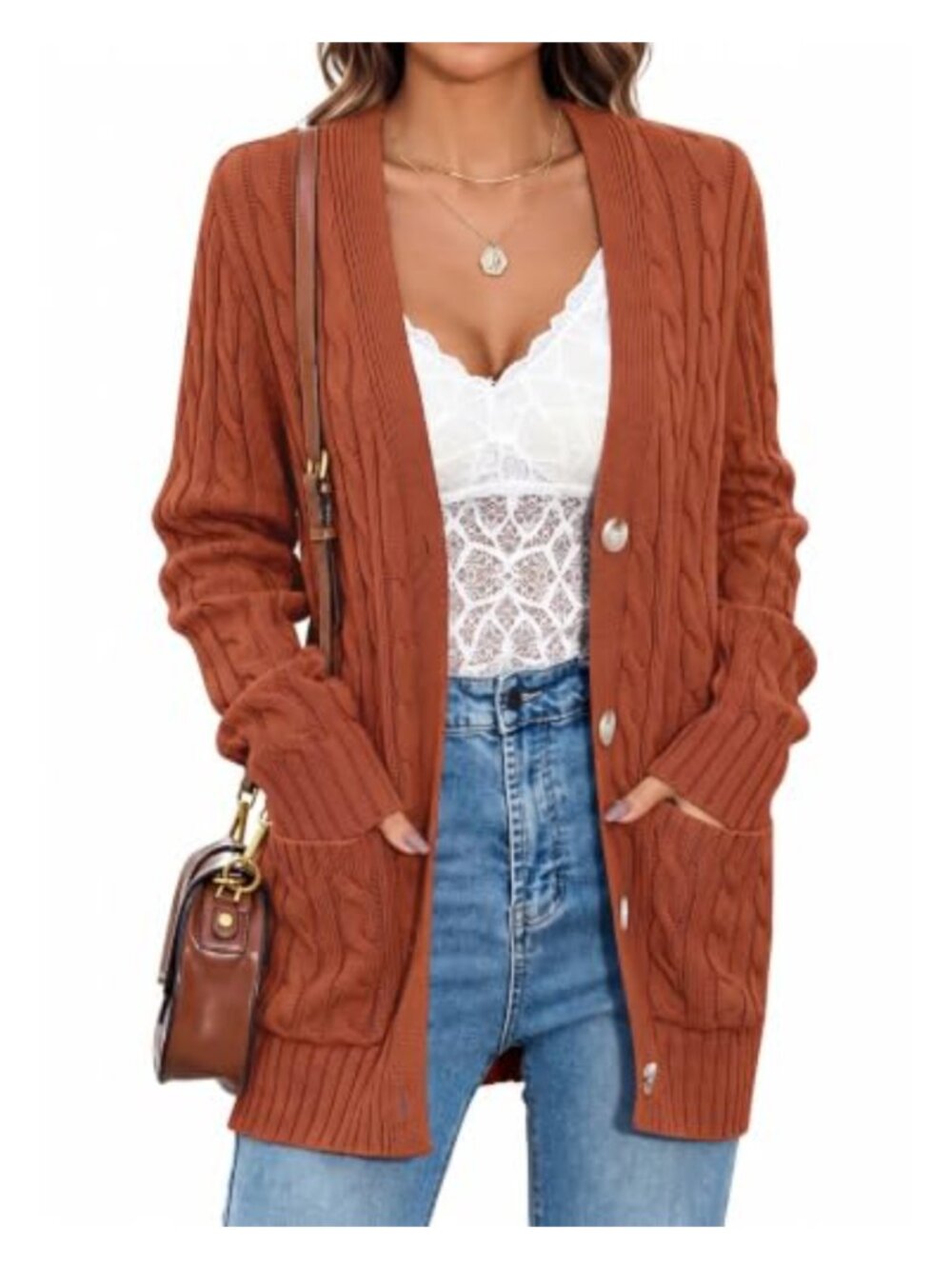 Womens Open Front Knit Cardigan Oversized Boyfriend Sweater With Pockets